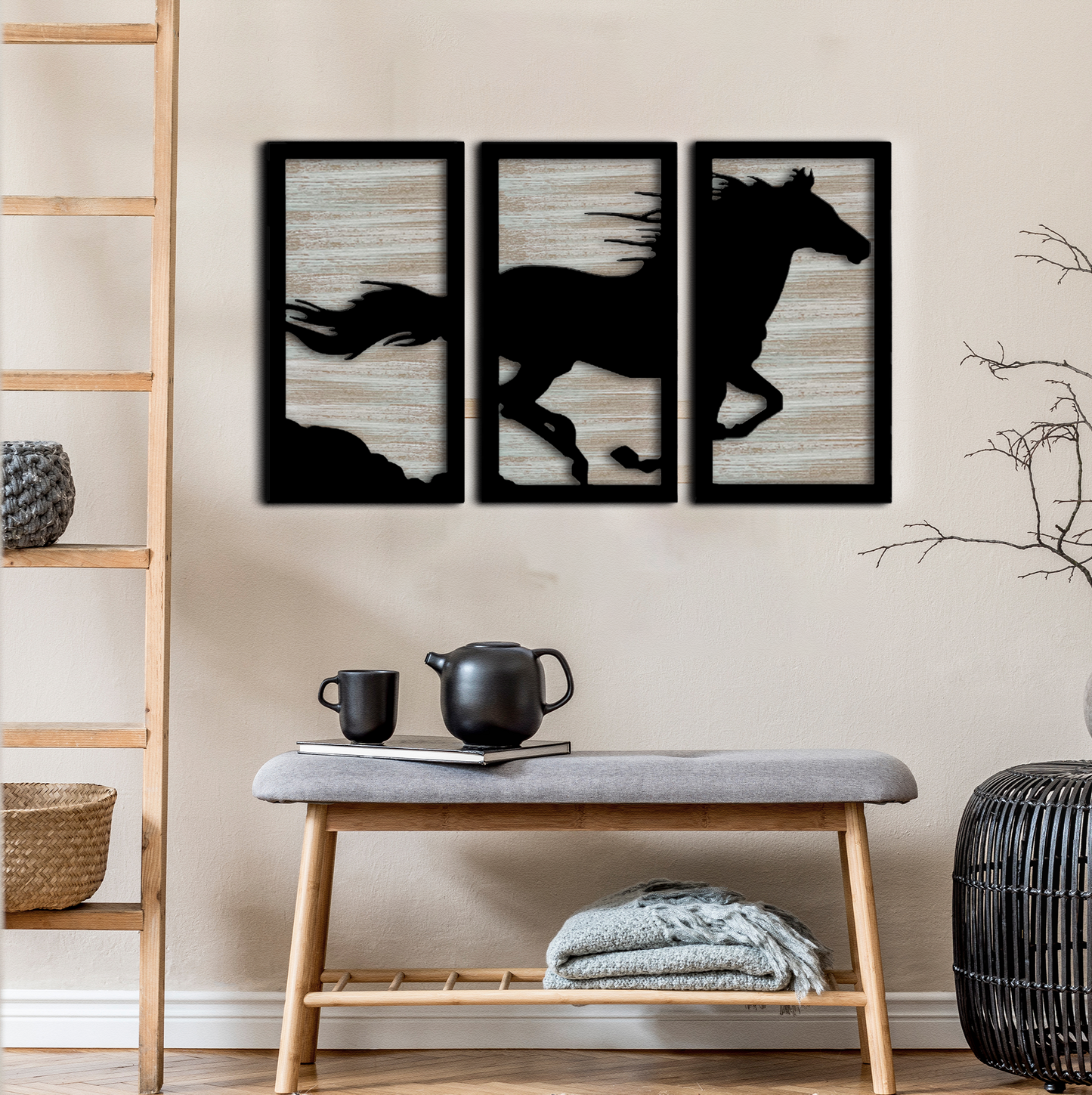 3D Horse Wall Hanging Set of 3