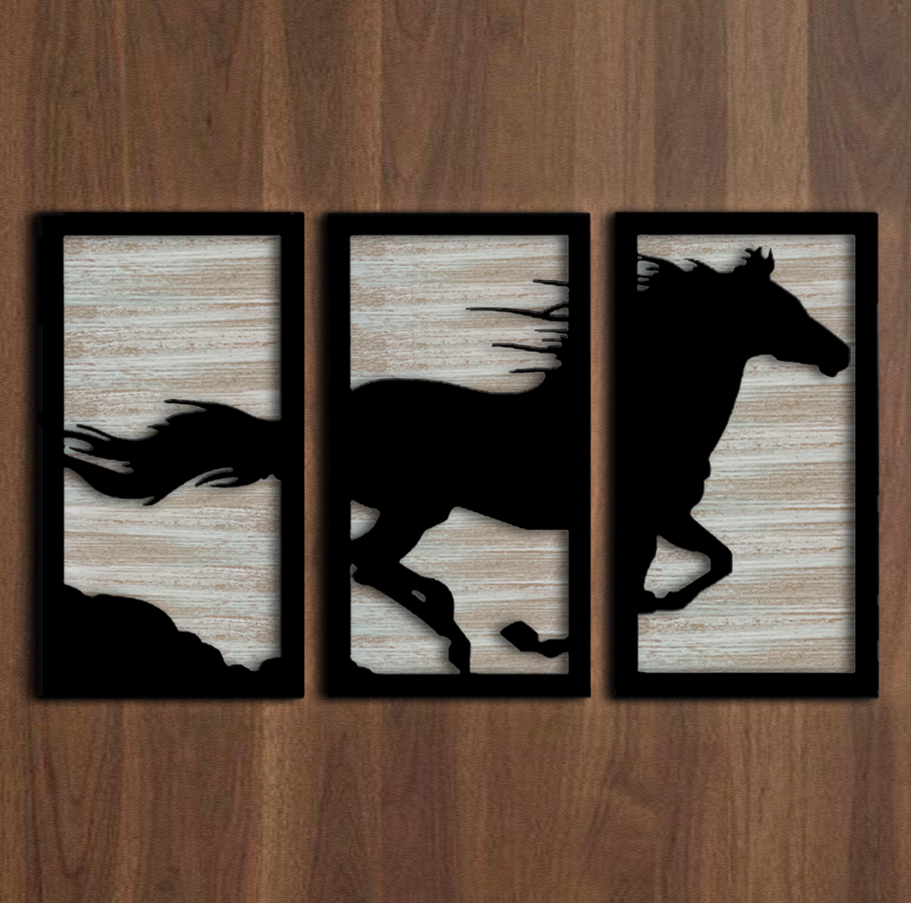 3D Horse Wall Hanging Set of 3