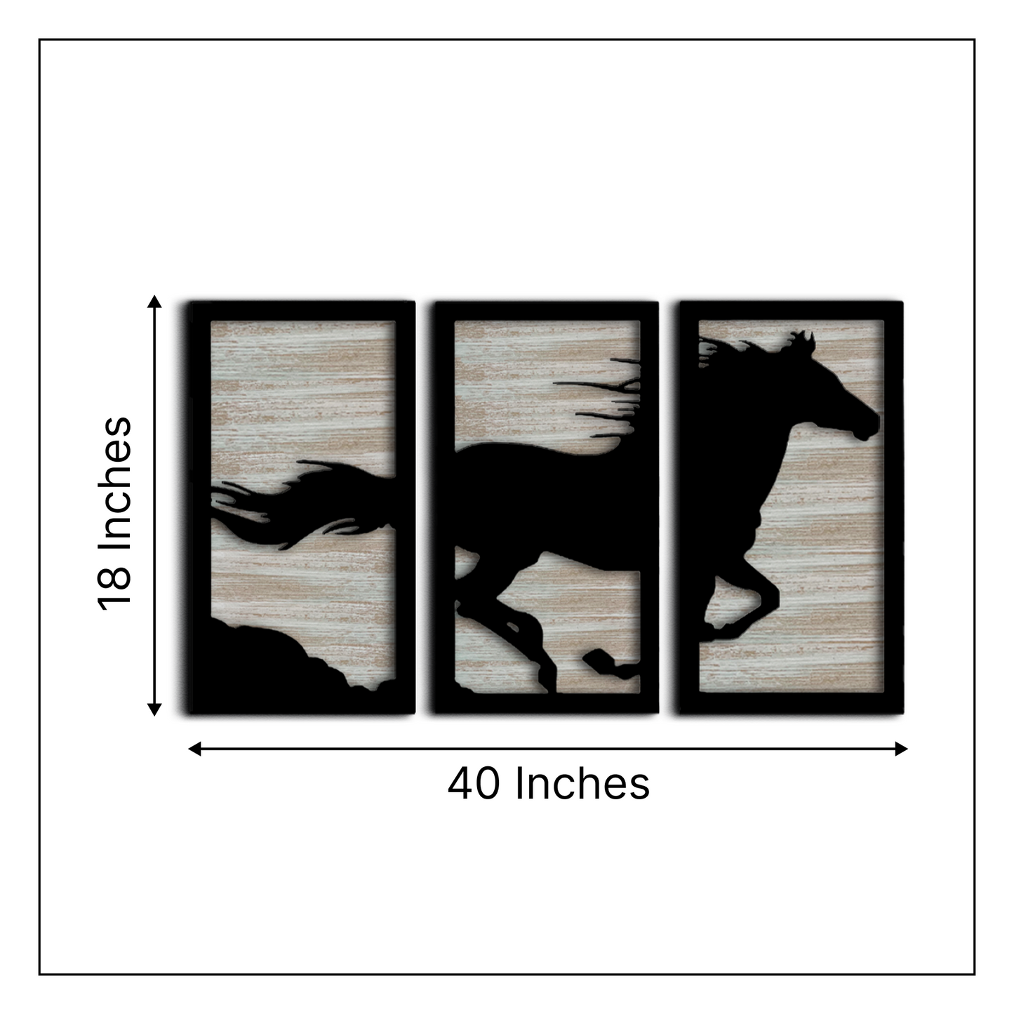 3D Horse Wall Hanging Set of 3