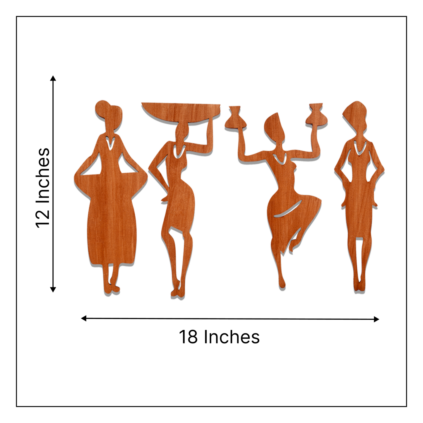 2 in 1 Color Tribal Women Wooden Gallery Wall Art Set of 4