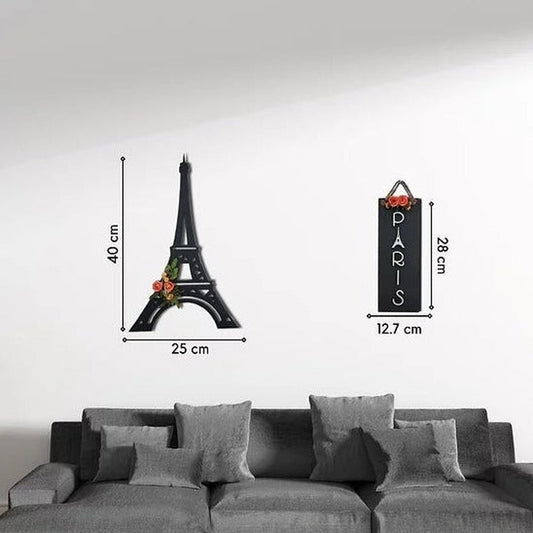 3D Eiffel Tower and Paris Wooden Wall Art Set of 2