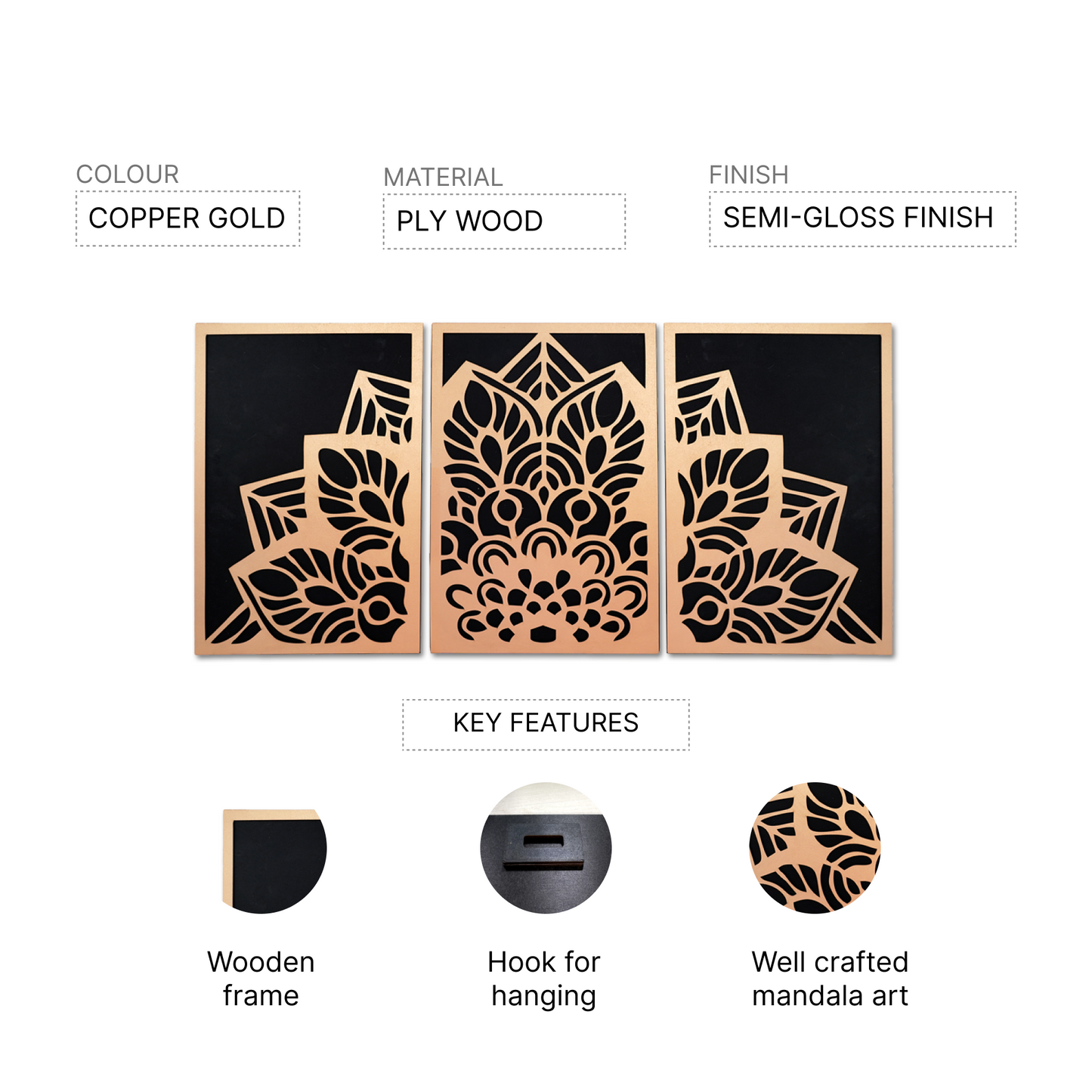 Mandala Wooden Wall Art Set of 3