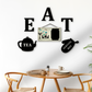 Kitchen Wall Art with Street Cafe, EAT, Kettle, and Oven Mitt Designs Set of 6