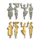 2 in 1 Rustic Green and Gold 3D Tribal Women 4 Pcs Wall Decor Art