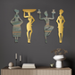 2 in 1 Rustic Green and Gold 3D Tribal Women 4 Pcs Wall Decor Art