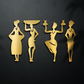 2 in 1 Rustic Green and Gold 3D Tribal Women 4 Pcs Wall Decor Art