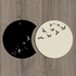 Flying Birds in Waning Gibbous and Full Moon Wooden Wall Art