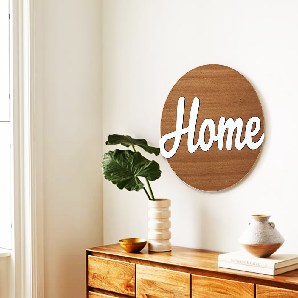 Home 3D Circle Wall Art With Sturdy Base and 3D Letters