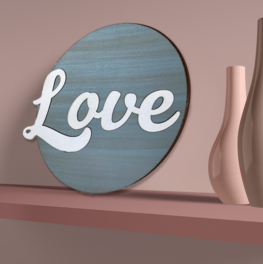 LOVE 3D Circle Wall Art With Sturdy Base and 3D Letters