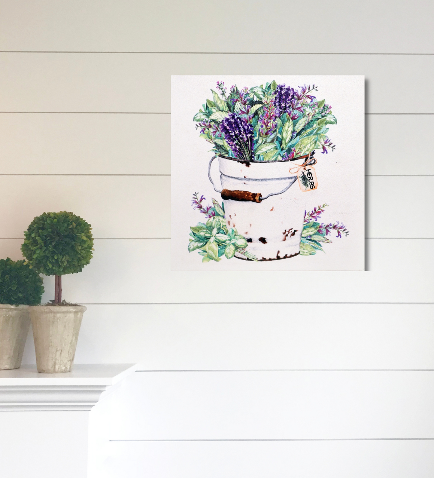 Herbs Rustic Bucket Planter Wooden Wall Art