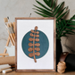 Botanical Modern Wooden Wall Frame Art Blue