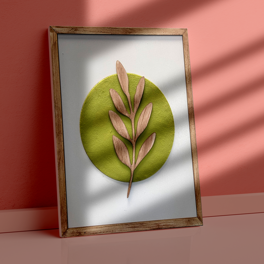 Botanical Modern Wooden Wall Frame Art Green