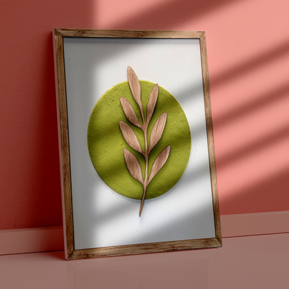 Botanical Modern Wooden Wall Frame Art Blue