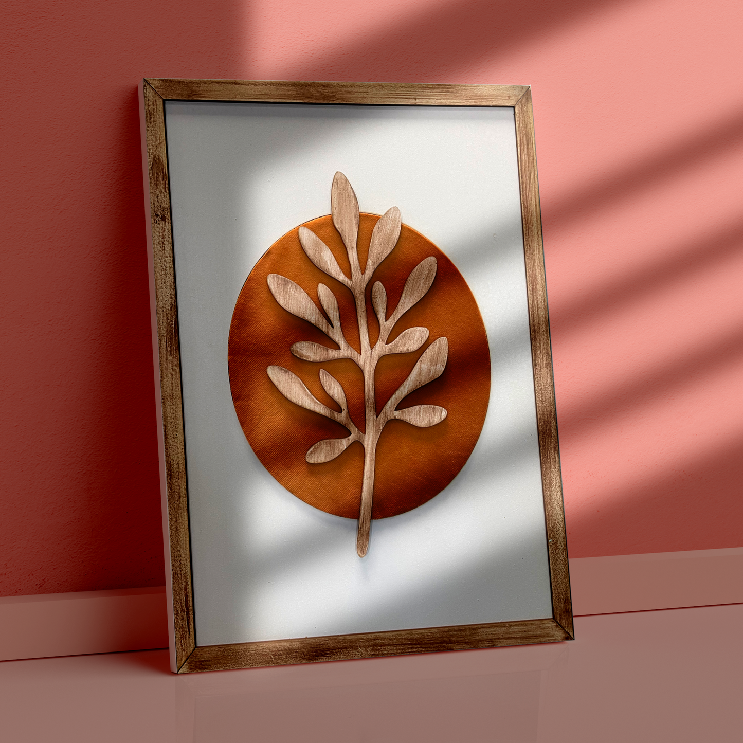 Botanical Modern Wooden Wall Frame Art Green