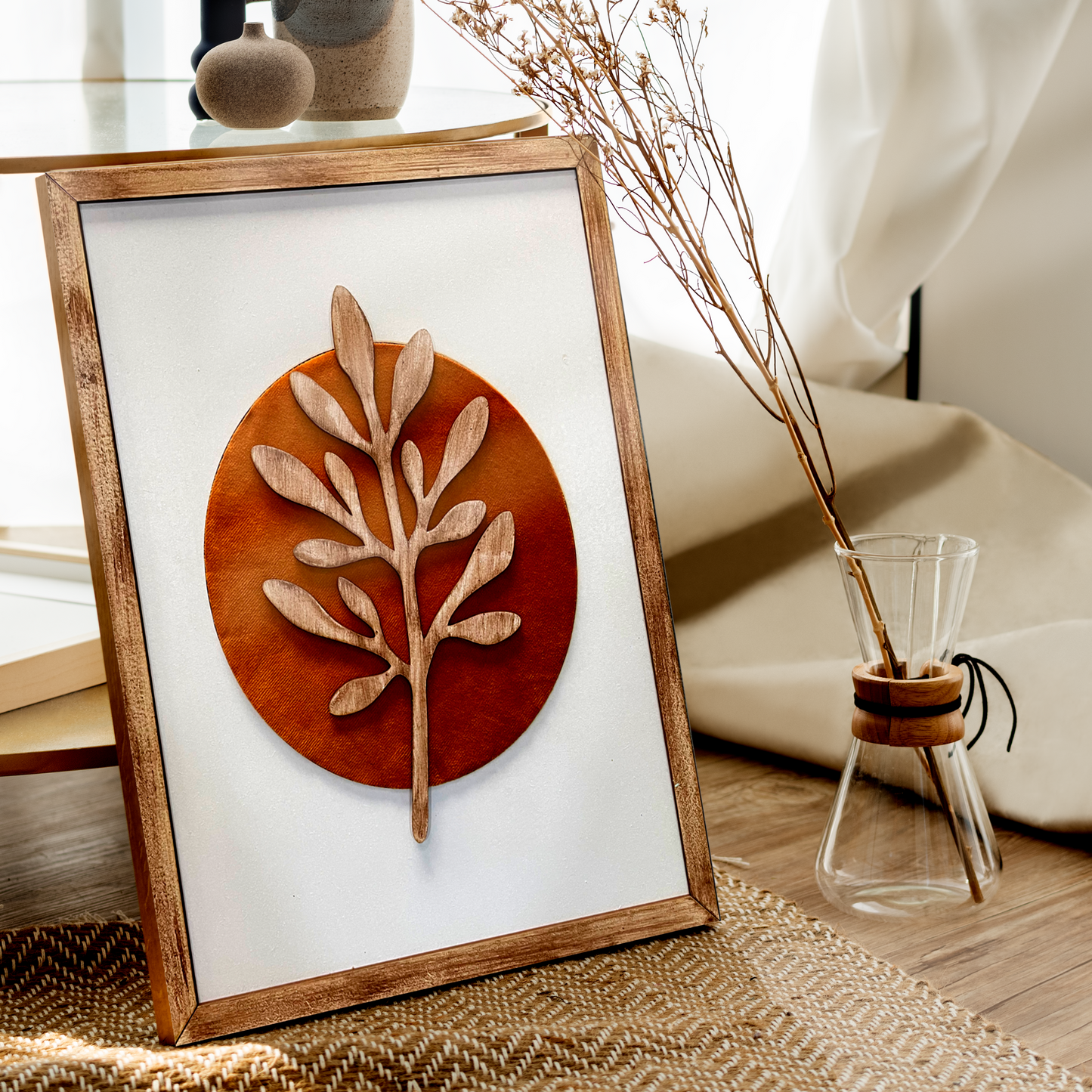 Botanical Modern Wooden Wall Frame Art Green