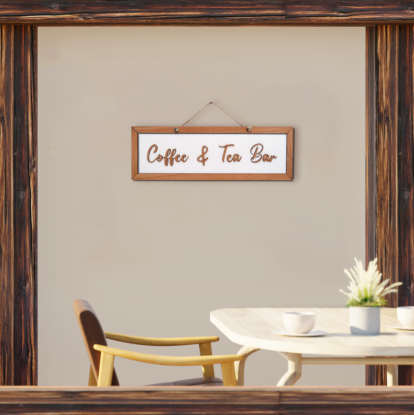Coffee and Tea Quote Wooden Hanging Sign Board