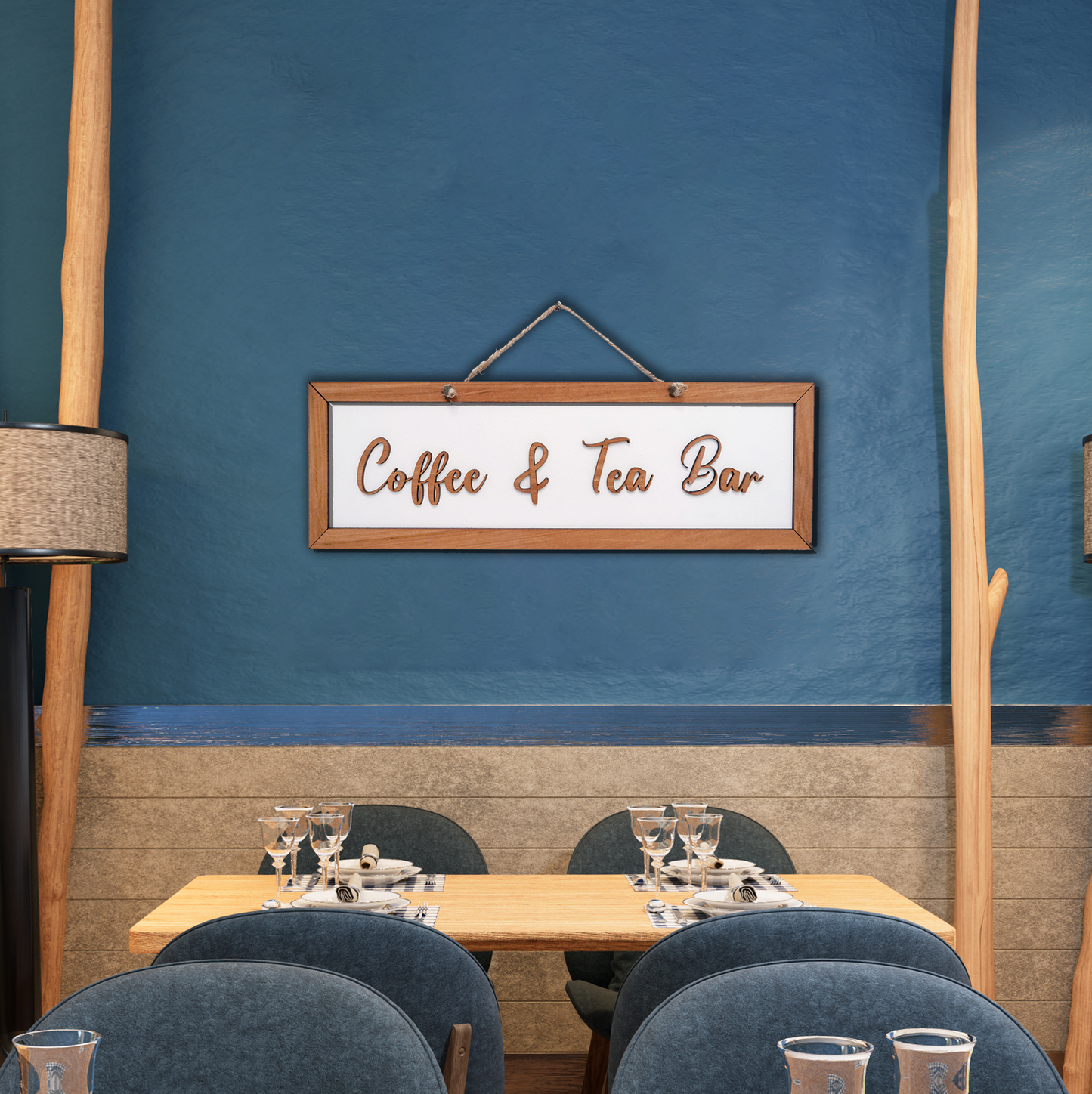 Coffee and Tea Quote Wooden Hanging Sign Board