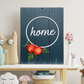 Home With Roses Rectangular Rustic Blue 3D Wooden Wall Art