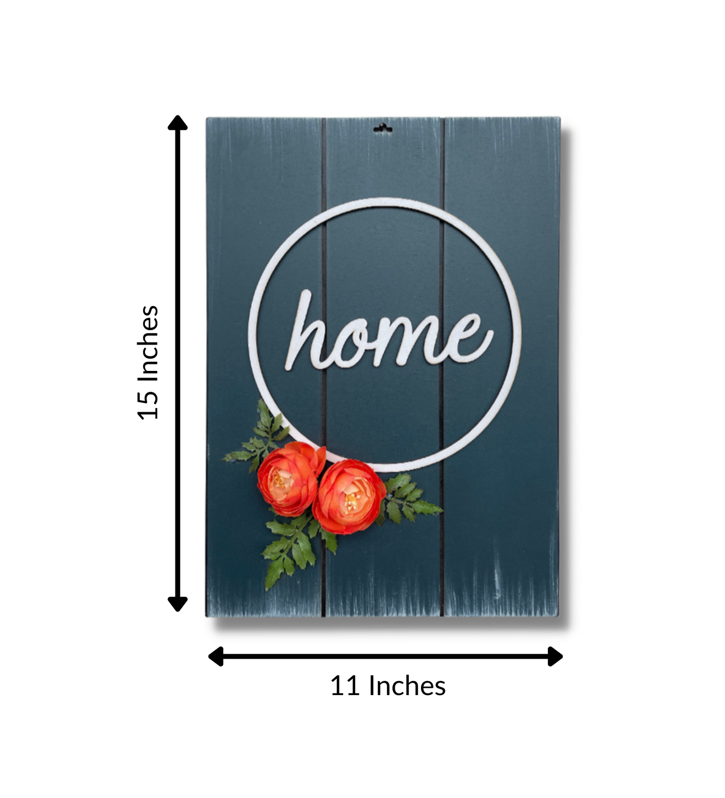 Home With Roses Rectangular Rustic Blue 3D Wooden Wall Art