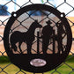 3D Wooden Couple With Horse Ranch Wall Hanging-Black & Silver