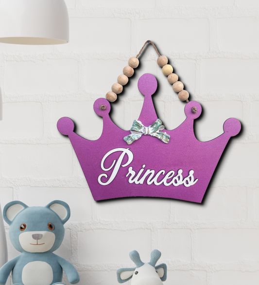 Princess Crown Wooden Wall Door or Wall Hanging Art