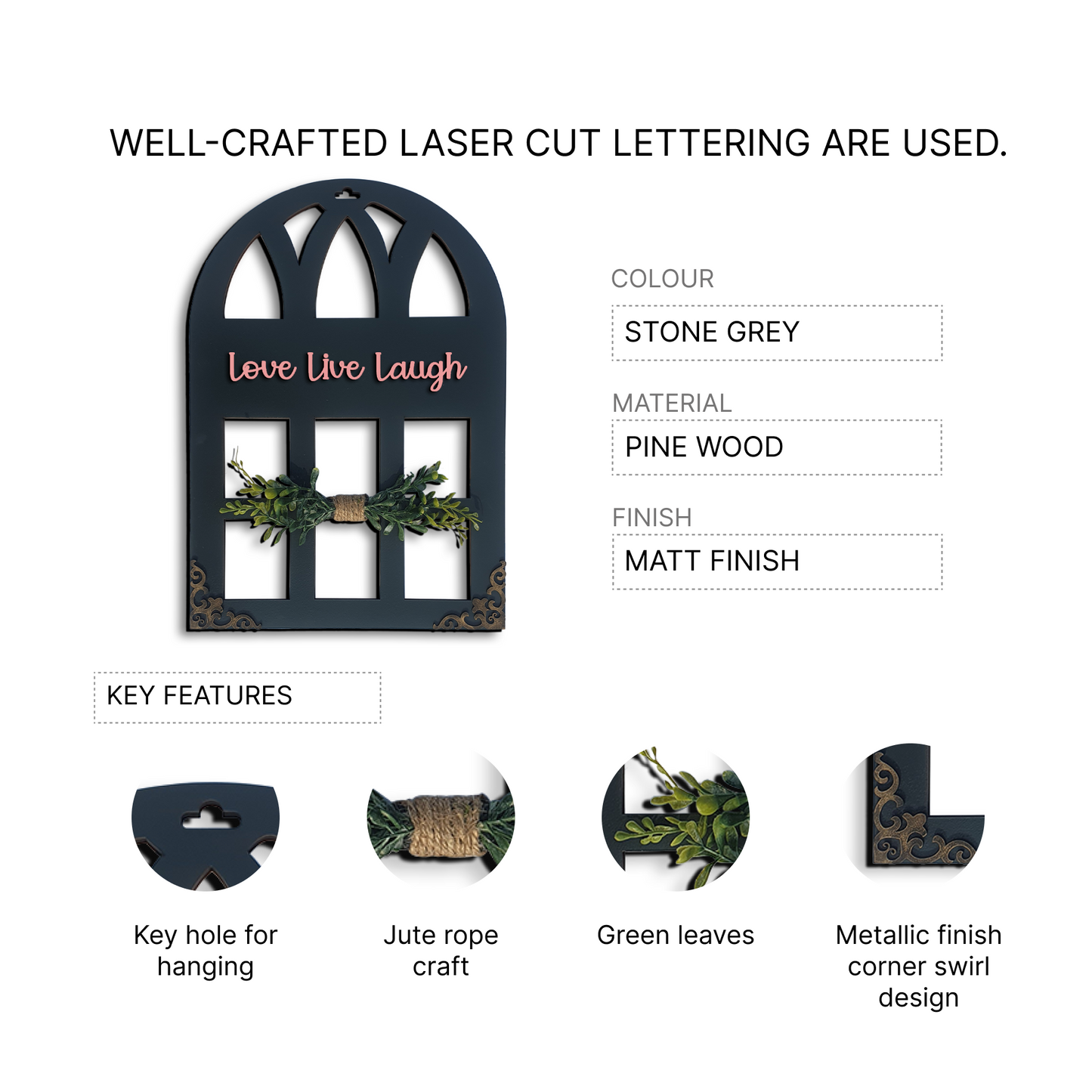 Blessed Window Wall Art Stone Grey