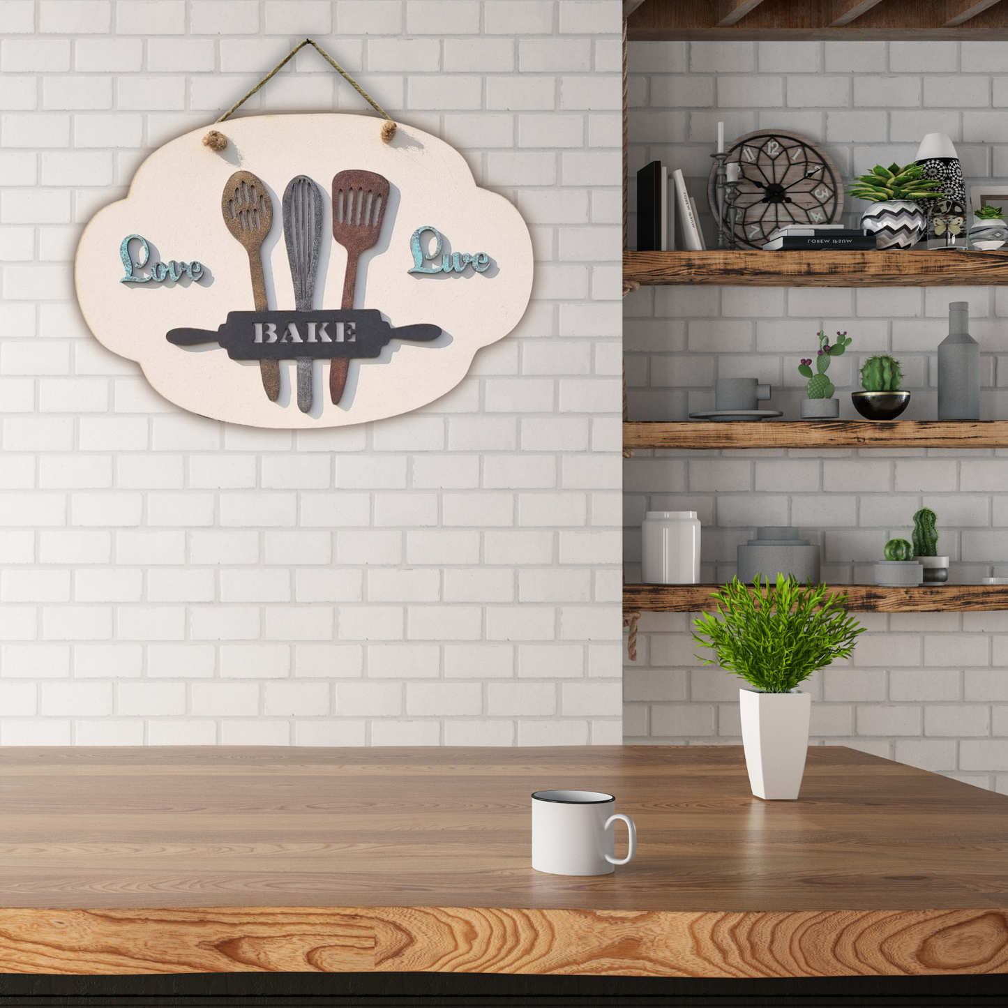 Love, Live and Bake Quote Kitchen Wall Art For Personalization