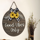 Good Vibes Only Wall Hanging Round Wooden Decorative Frame Board Plaque Art