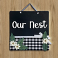 Our Nest Wall Decor Hanging Wooden Plate Frame 3D Buffalo Print Floral Art