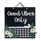 Good Vibes Only Wall Hanging Wooden Positive Quote Frame Hanger 3D Buffalo Print Floral Art