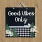 Good Vibes Only Wall Hanging Wooden Positive Quote Frame Hanger 3D Buffalo Print Floral Art