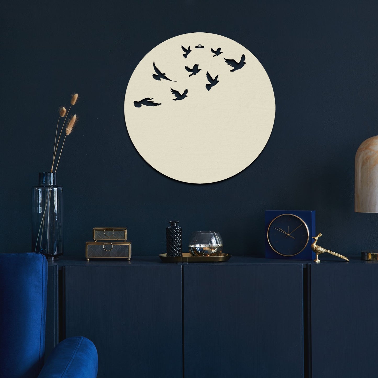 Flying Birds Moon 3D Wooden Wall Hanging Decor