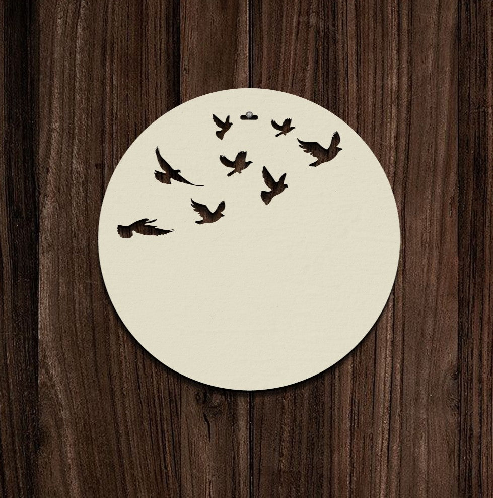 Flying Birds Moon 3D Wooden Wall Hanging Decor