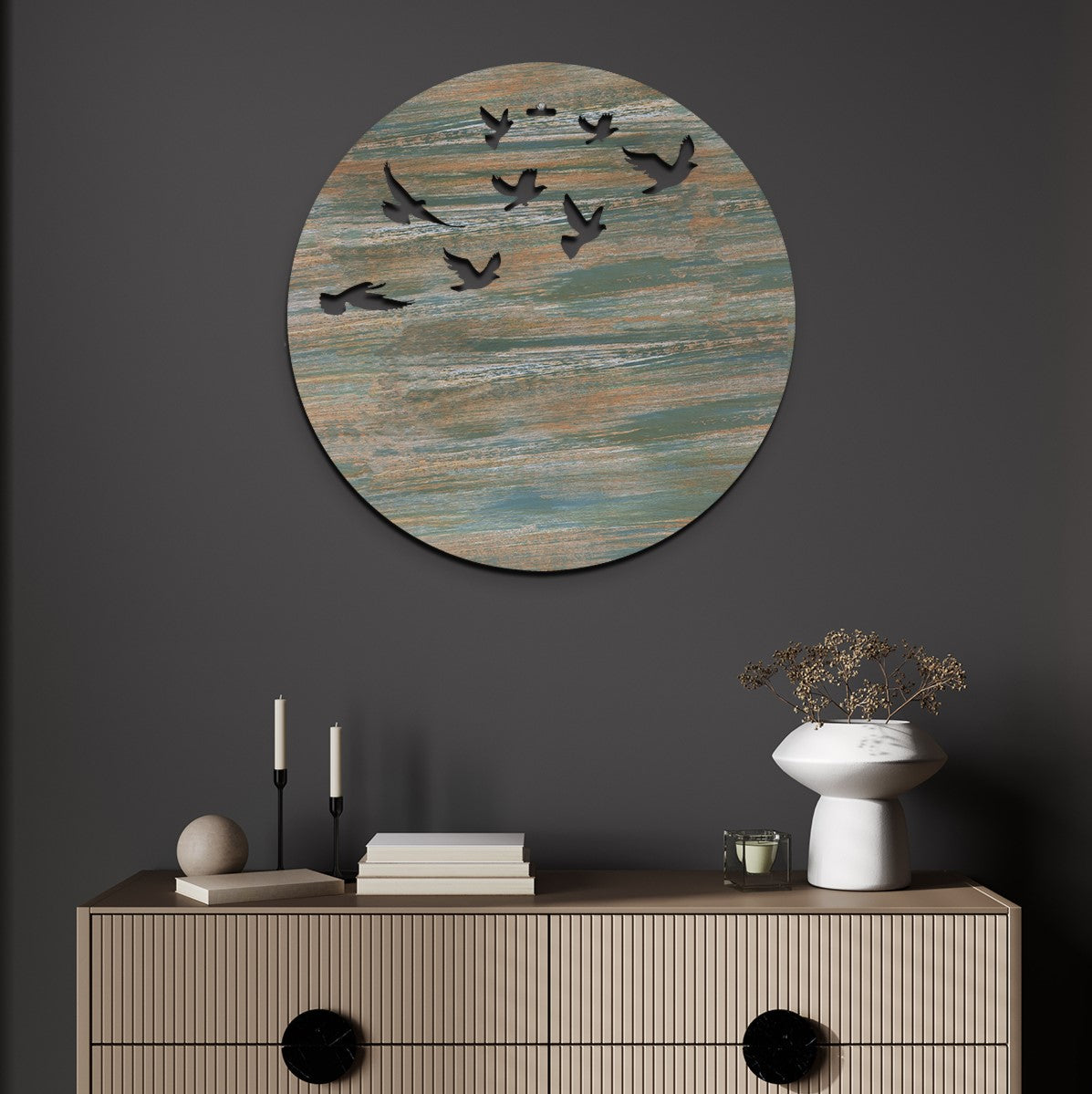 Flying Birds Moon 3D Wooden Wall Hanging Decor