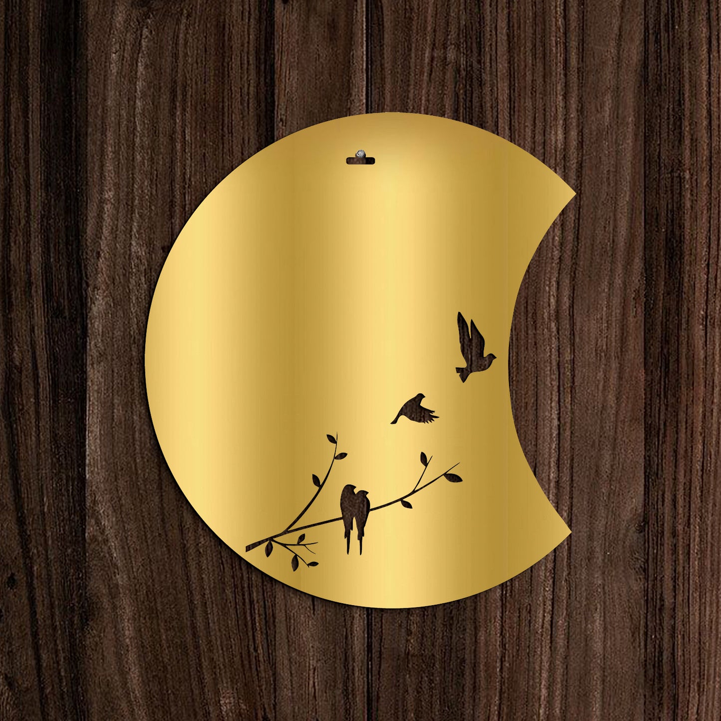 Flying Birds Half Moon 3D Wooden Wall Hanging Decor