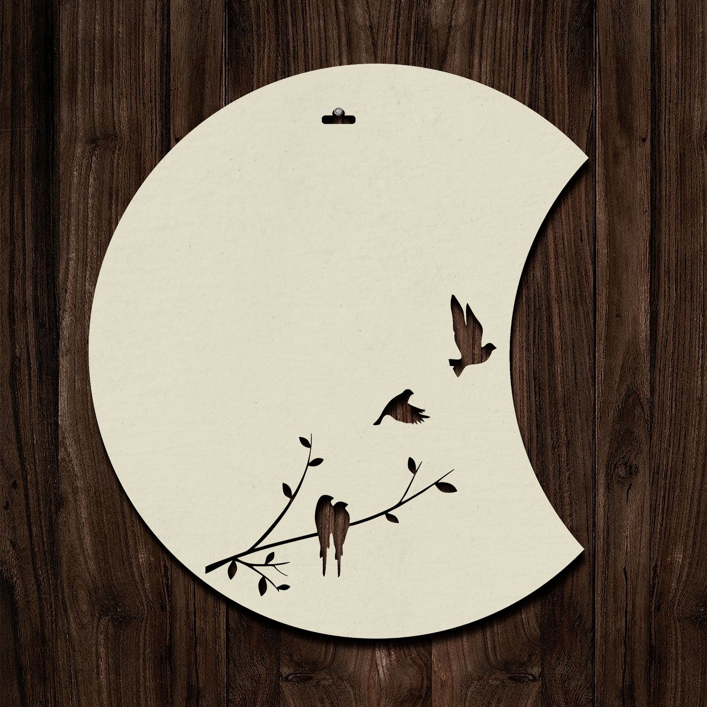 Flying Birds Half Moon 3D Wooden Wall Hanging Decor