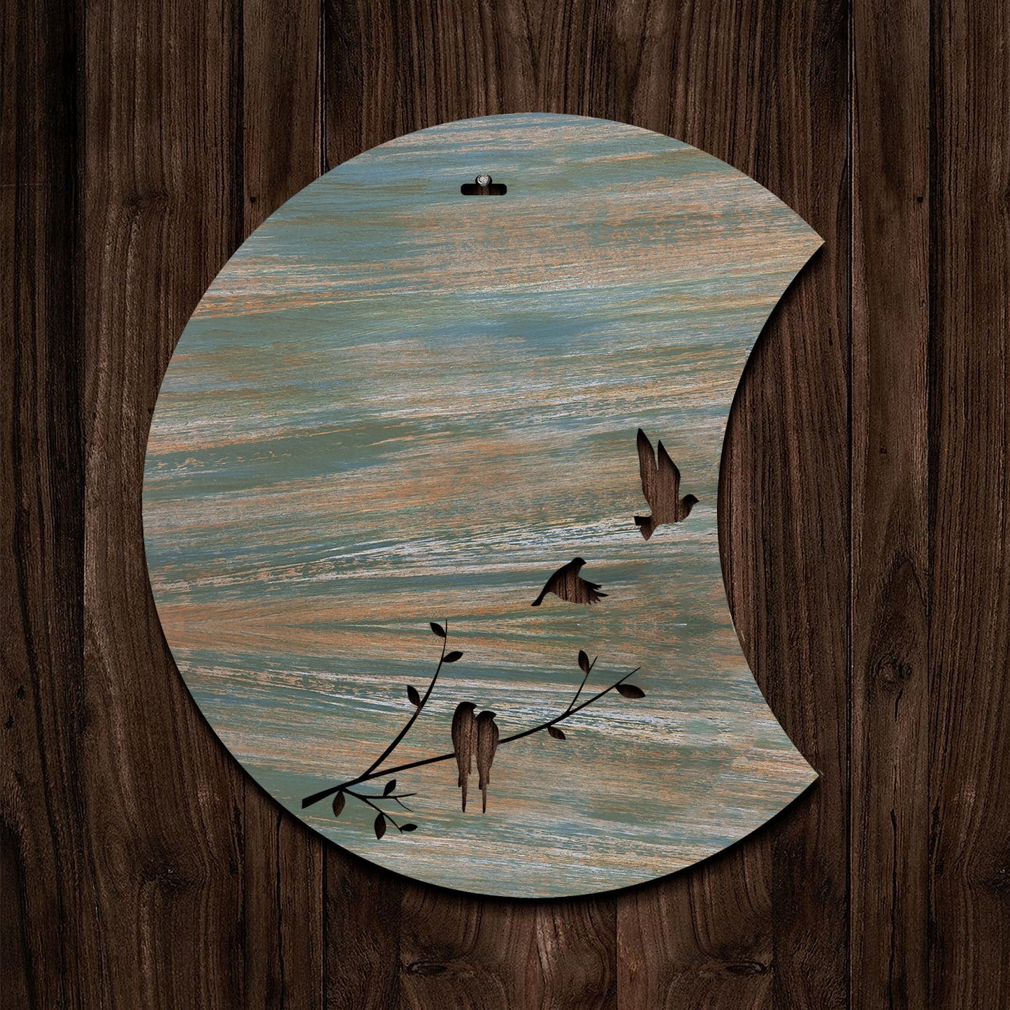 Flying Birds Half Moon 3D Wooden Wall Hanging Decor