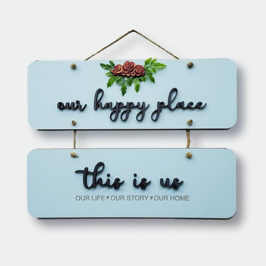 Our Happy Place 2 Layers Wooden Wall Hanging