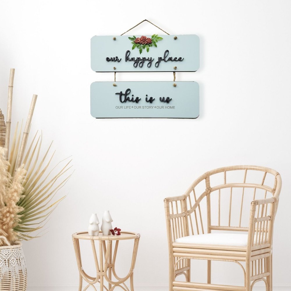 Our Happy Place 2 Layers Wooden Wall Hanging