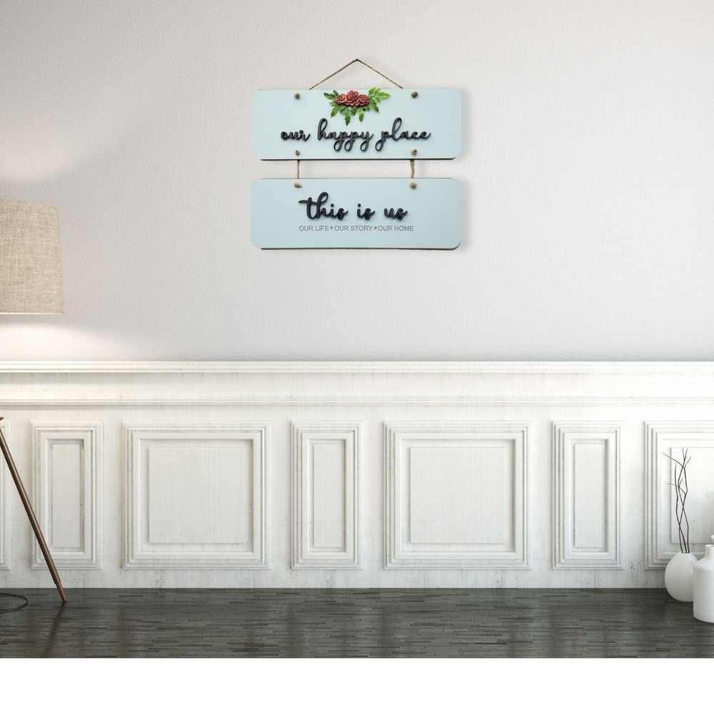 Our Happy Place 2 Layers Wooden Wall Hanging