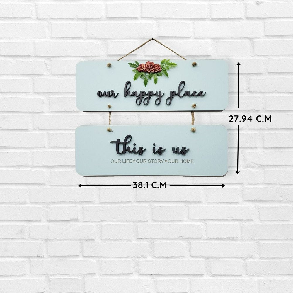 Our Happy Place 2 Layers Wooden Wall Hanging