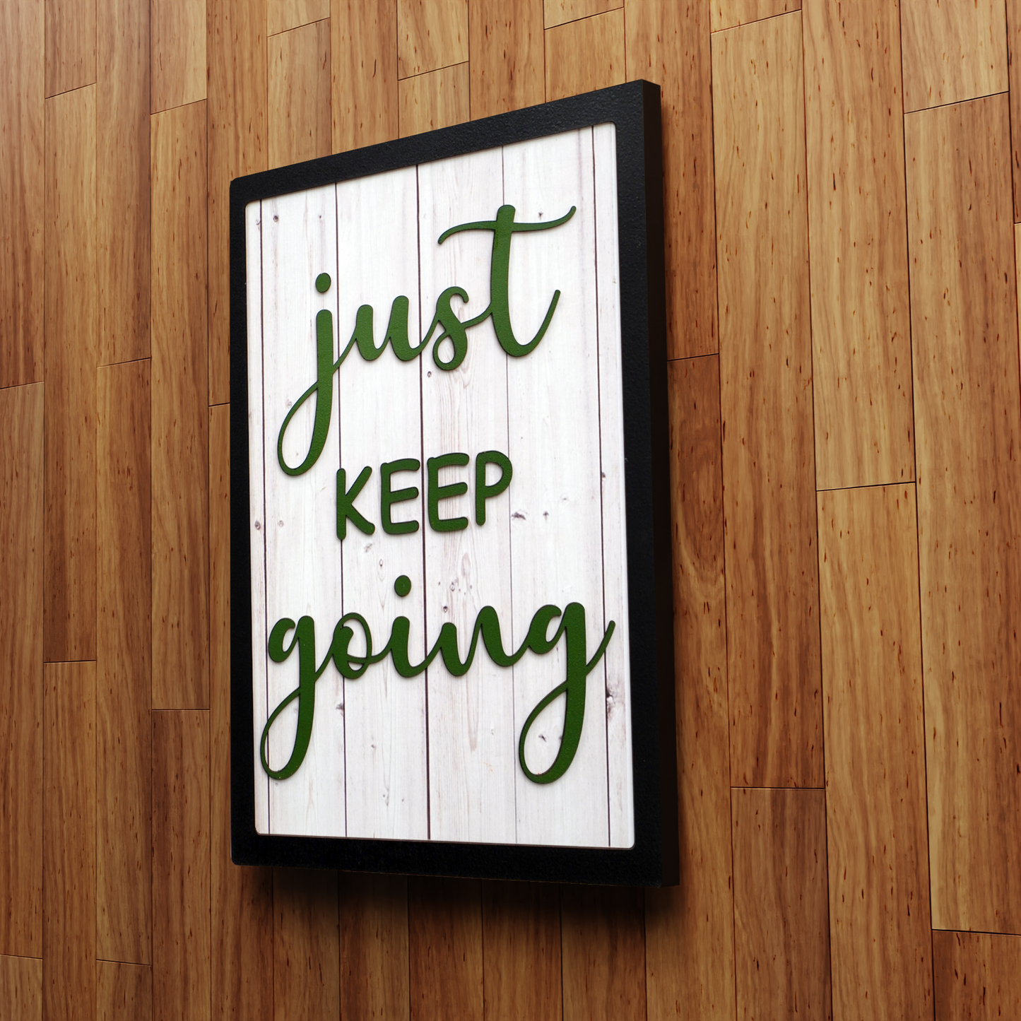 JUST KEEP GOING Motivational Wooden Frame Wall Art