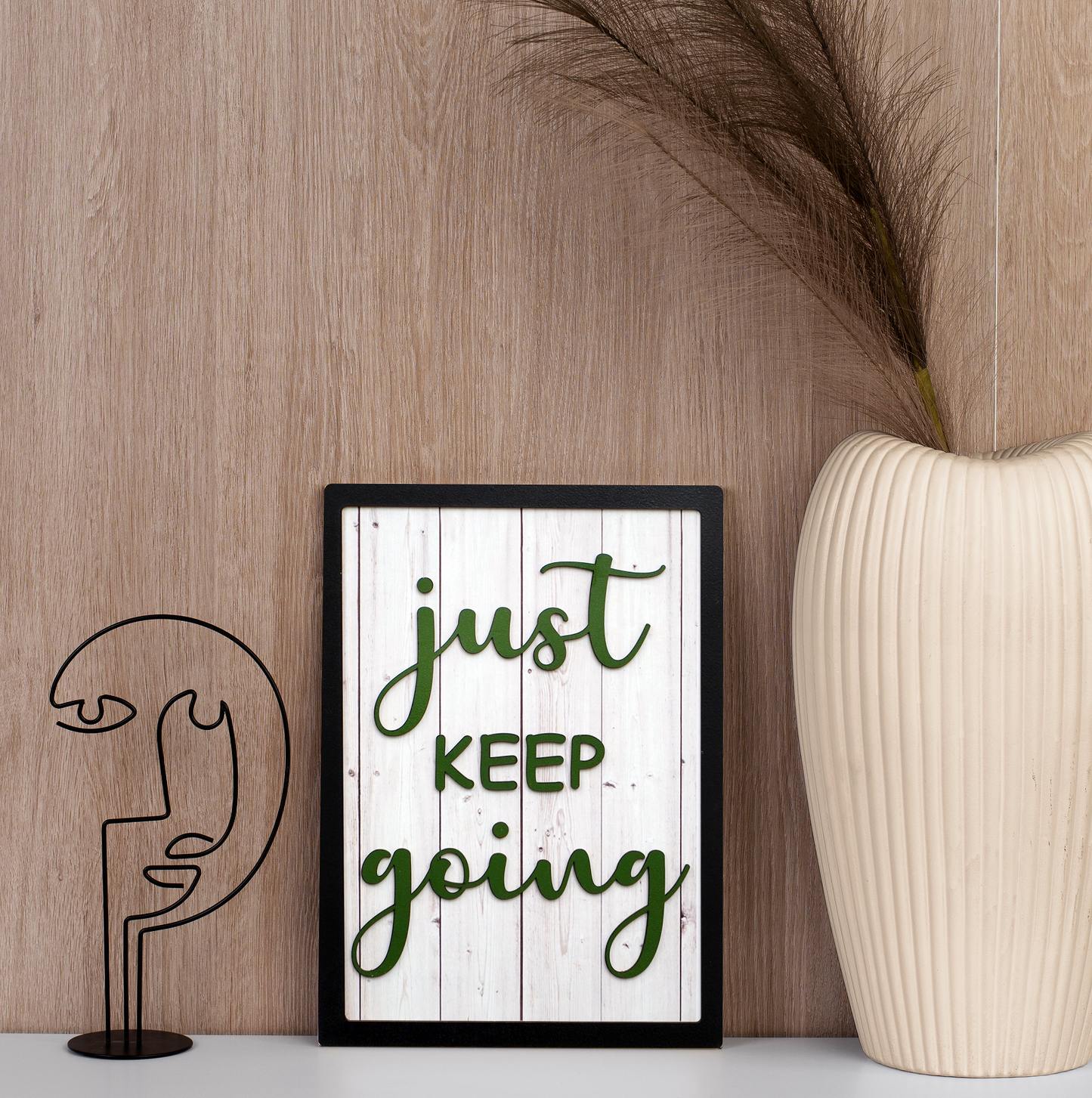 JUST KEEP GOING Motivational Wooden Frame Wall Art