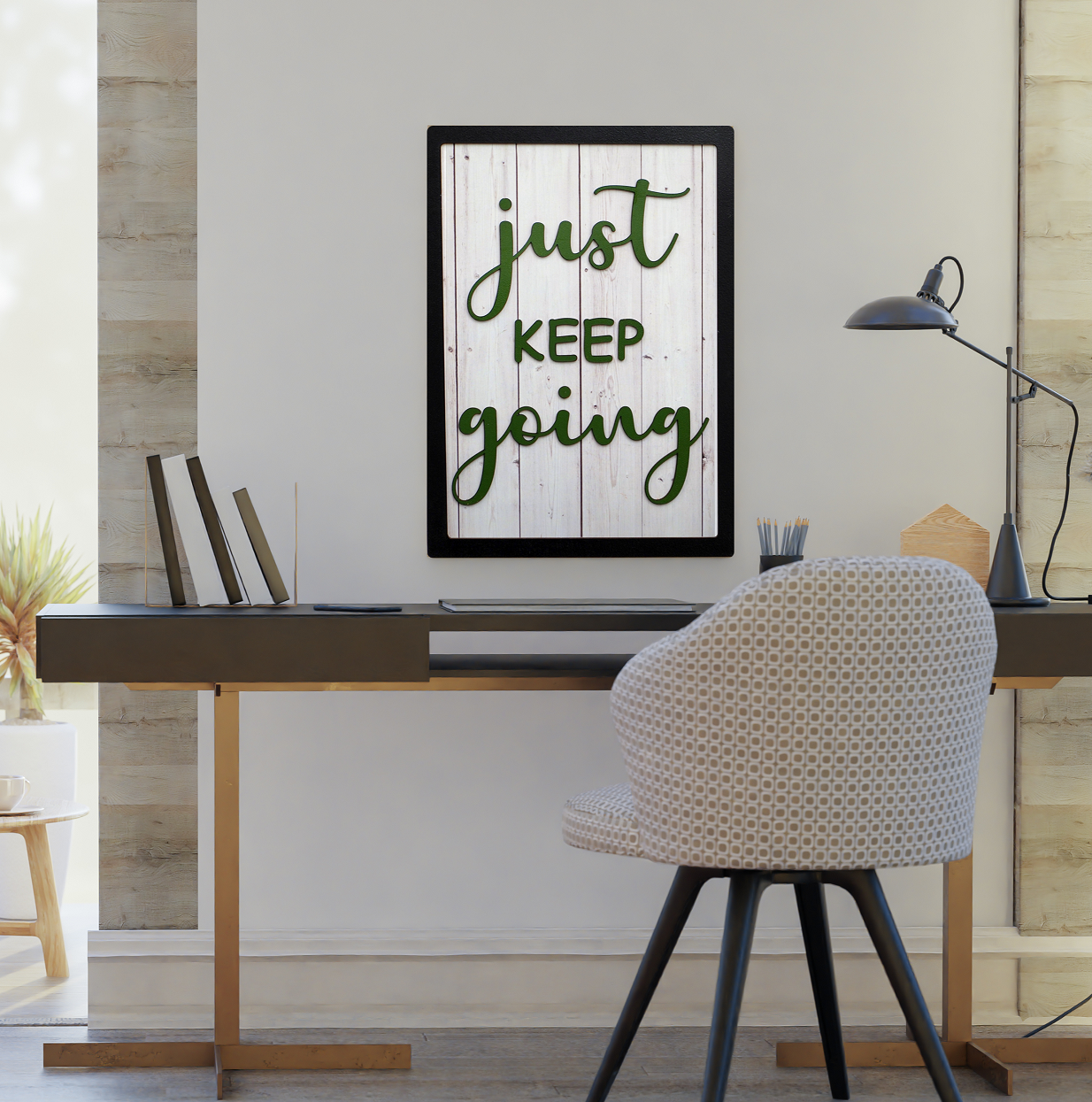 JUST KEEP GOING Motivational Wooden Frame Wall Art