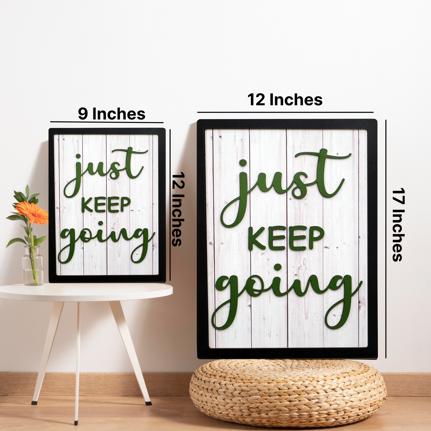 JUST KEEP GOING Motivational Wooden Frame Wall Art