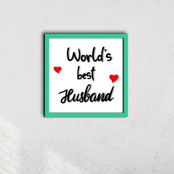WORLD'S BEST HUSBAND Quote Wooden Frame Wall Hanging