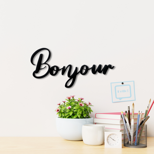 Bonjour 3D Laser Cut Letters Designer Wall Art