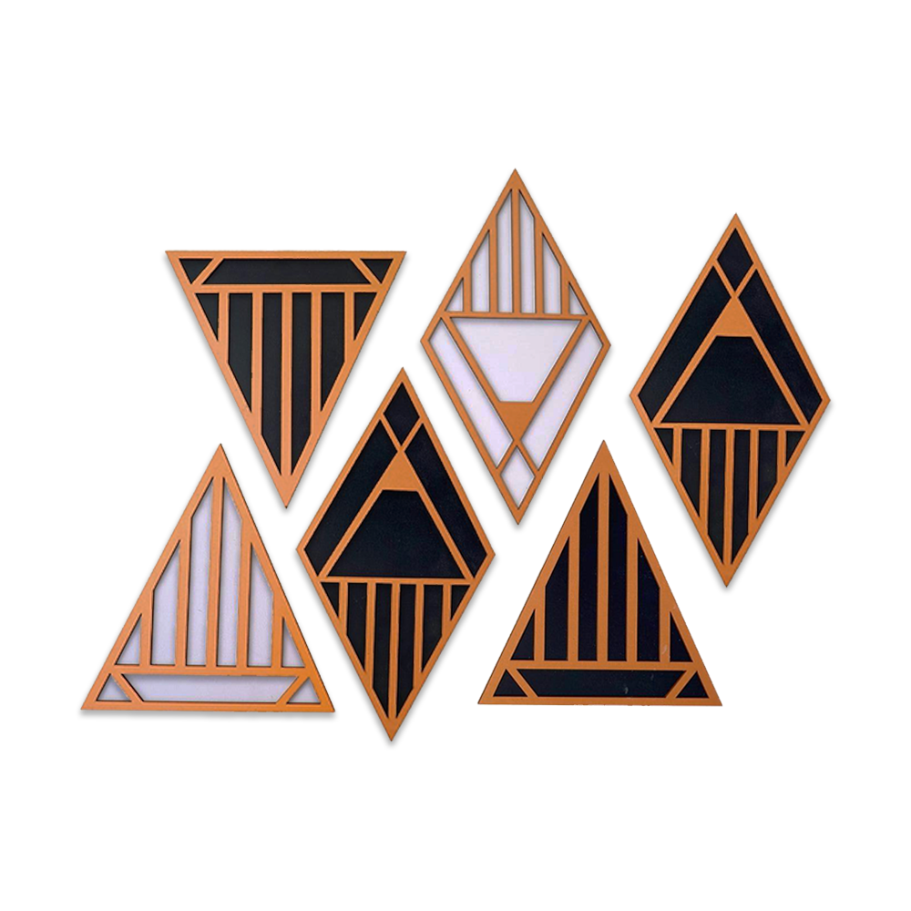 Set of 6 Triangle 3D Wall Art Panel