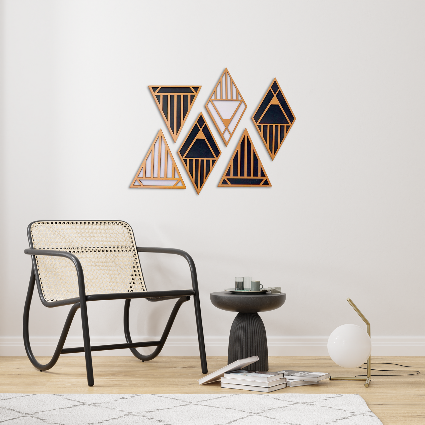 Set of 6 Triangle 3D Wall Art Panel