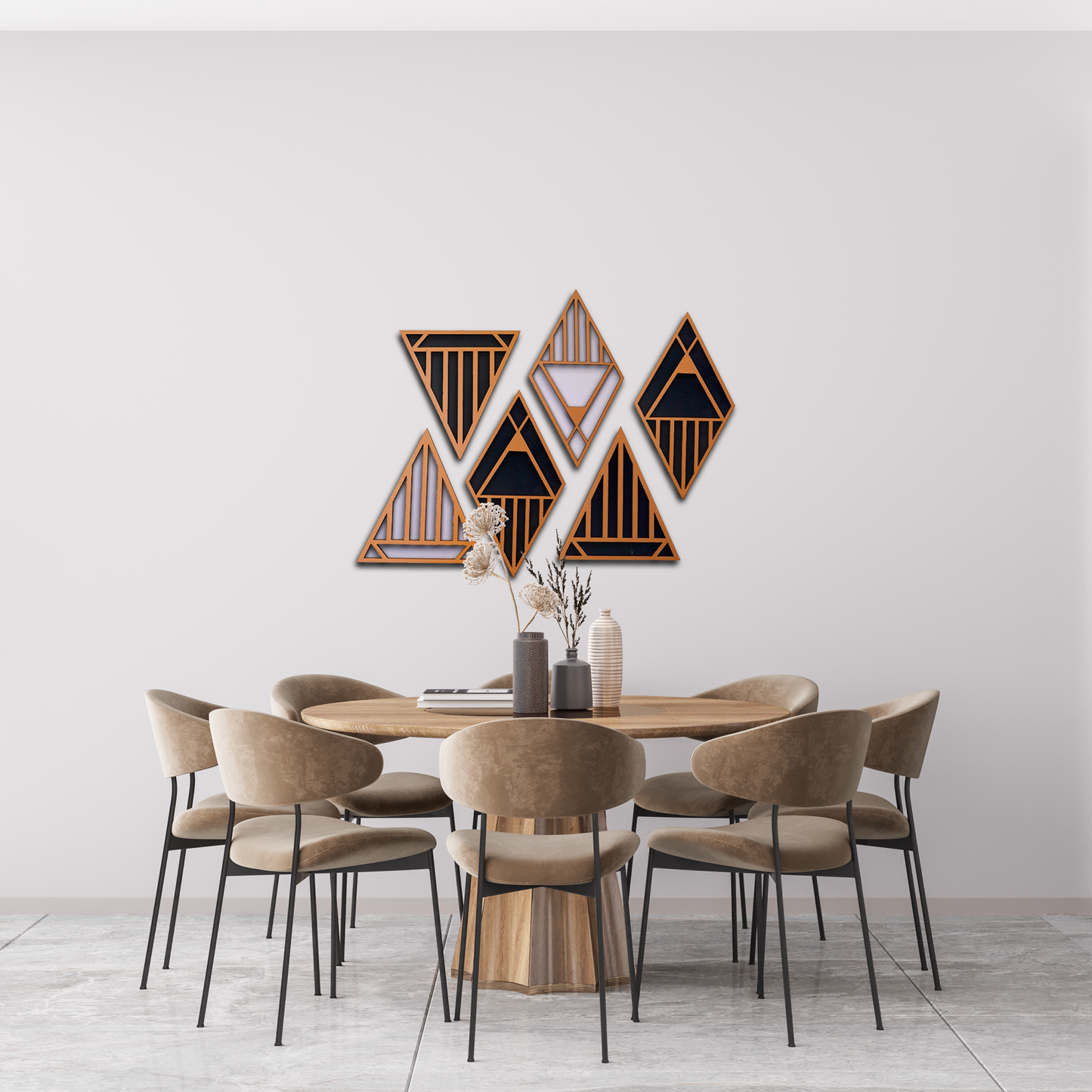 Set of 6 Triangle 3D Wall Art Panel
